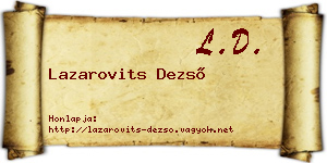 Lazarovits Dezső névjegykártya